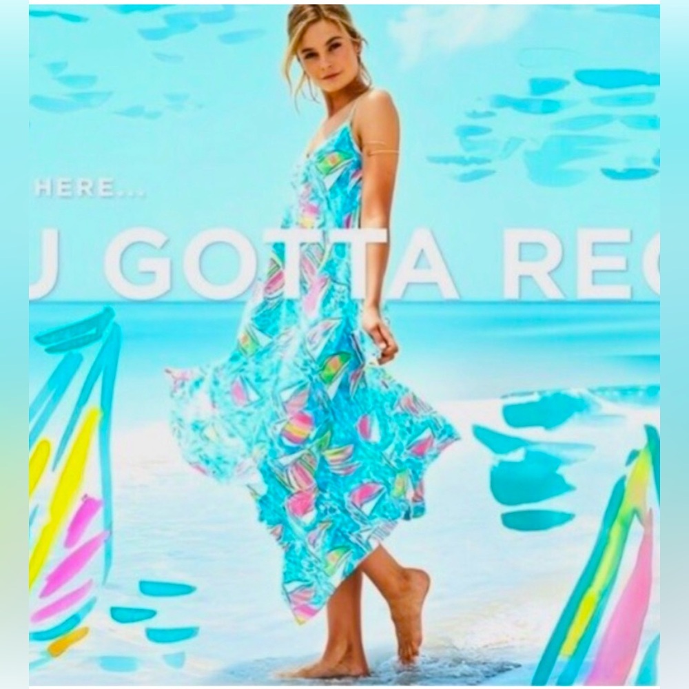 Lilly Pulitzer Rylan Silk Maxi You GOTTA REGATTA POP UP Holly Grail❤️‍🔥